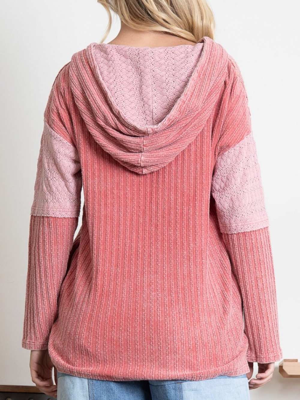 Blue Velvet Lace Inset Hooded Top - Picture 3 of 5